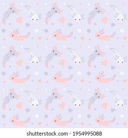 Axolotl seamless pattern. Cute design for kids digital paper, textile, wrapping paper, fabric