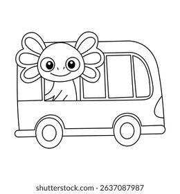 Axolotl set hand drawn coloring page for kids 