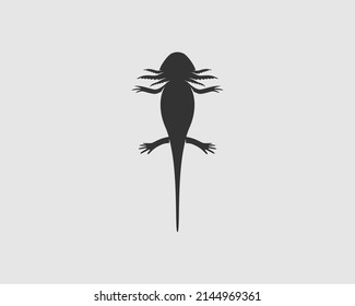 Axolotl Silhouette auf weißem Hintergrund. Einzelne Vektor-Tiervorlage für Logofirma, Symbol, Symbol usw.