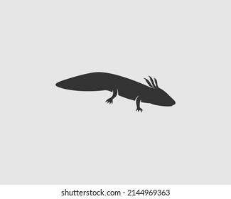 Axolotl Silhouette auf weißem Hintergrund. Einzelne Vektor-Tiervorlage für Logofirma, Symbol, Symbol usw.