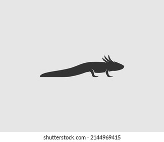 Axolotl Silhouette auf weißem Hintergrund. Einzelne Vektor-Tiervorlage für Logofirma, Symbol, Symbol usw.