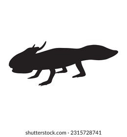 axolotl silhouette set sammlung einzeln auf schwarz-weißem Hintergrund, Vektorgrafik