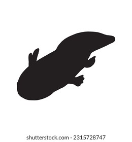 axolotl silhouette set collection isolated black on white background vector illustration