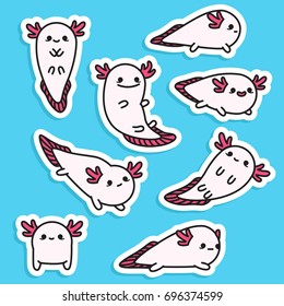 Axolotl stickers. Different emoji.