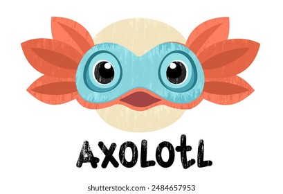 Axolotl. Vector isolated illustration with lettering.