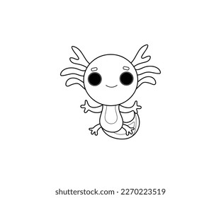 Axolotl vector isolated outline icon. Axolotl animal vector icon. Axolotl icon 