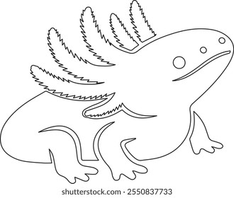 Axolotl vector line art illustration design.