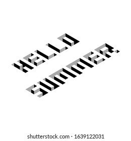 axonometric text HELLO SUMMER vector
