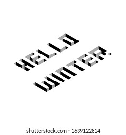 axonometric text HELLO WINTER vector