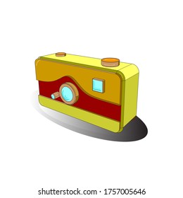 Axonometry. Retro icons for camera. Illustration in yellow, white and gray colors. 3D. Vector illustration.s.