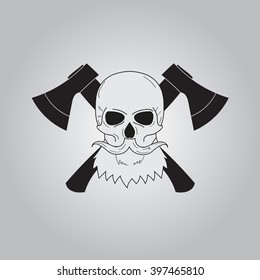 ax,skull and beard icon on gradient background