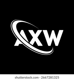 Logotipo de AXW. Diseño del logotipo de la letra AXW. Logotipo de AXW con el círculo y el logotipo del monograma en mayúsculas. Tipografía AXW para tecnología, negocio y marca inmobiliaria.