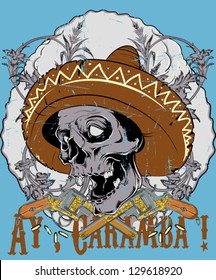 Ay caramba / Mexican skull /Also available in separate layer the original vector without scratch