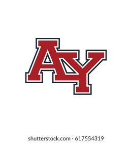 ay combination of uppercase initials red black logo