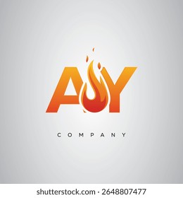 AY Creative Fire Letter Logo Design