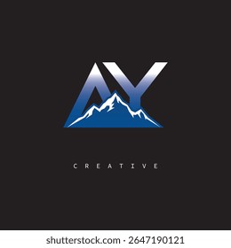 AY Creative Mountain Logo – Bold Gradient Letter mark Branding Design for Business  Outdoor Brands	
