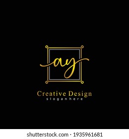 AY Initial calligraphy handwritten logo. Handwritten alphabet in the logo template. Letters and Alphabet for signature, wedding, fashion, floral and botanical logo design 