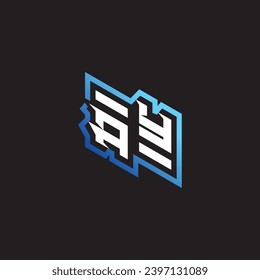 AY initial gaming team, youtube, twitch and clipart stock illustration logo