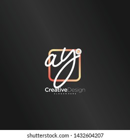 AY initial handwriting with color logo icon template vector.