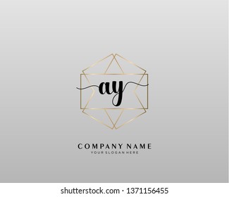 AY initial handwriting logo geometric template vector