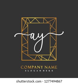 AY Initial Handwriting logo template vector