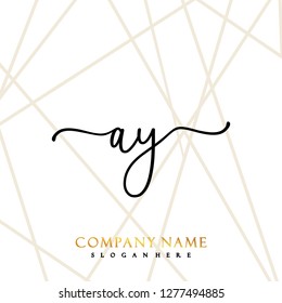 AY Initial Handwriting logo template vector
