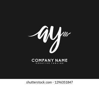 AY Initial Handwriting Logo Template Vector