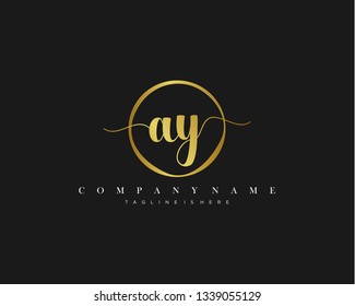 AY initial handwriting logo template vector
