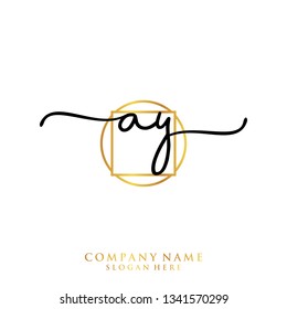AY Initial handwriting logo template