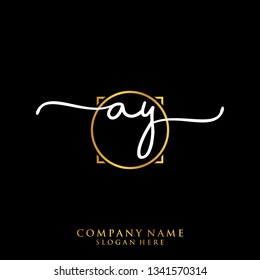 AY Initial handwriting logo template