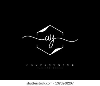 AY initial handwriting logo template vector