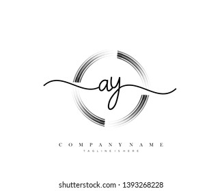 AY initial handwriting logo template vector