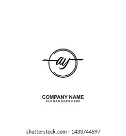 AY Initial handwriting logo template vector
