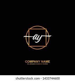 AY Initial handwriting logo template vector