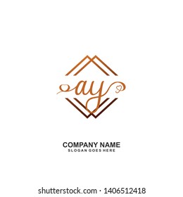 AY Initial handwriting logo vector