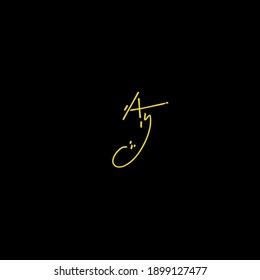 Ay initial isolated black handwriting or handwritten logo for identity