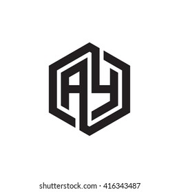 AY initial letters loop linked hexagon monogram logo