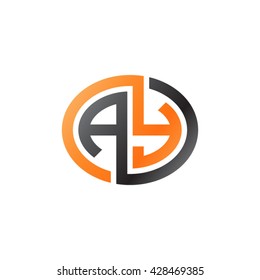 AY initial letters looping linked ellipse logo orange black