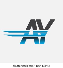 AY initial logo company name colored black and blue, Simple and Modern Logo Design.