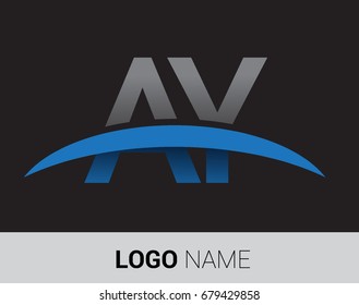 AY initial logo company name colored grey and blue swoosh design.