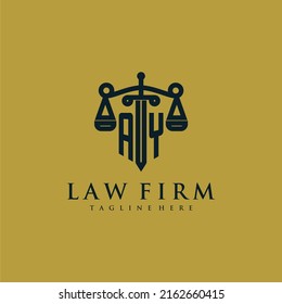 AY initial monogram for lawfirm logo with sword and scale