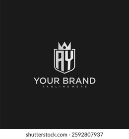 AY initial monogram shield and crown vector image