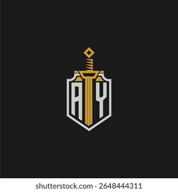 AY initial monogram for shield and sword style image