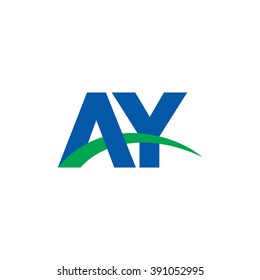 AY initial overlapping swoosh letter logo blue green