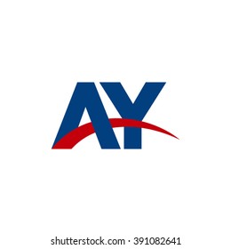 AY initial overlapping swoosh letter logo blue red