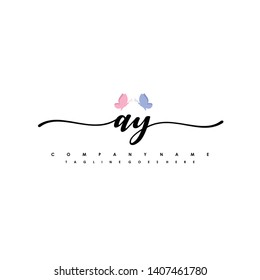 AY initial signature logo. handwriting logo template vector,