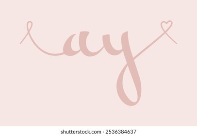 AY initial wedding monogram calligraphy vector illustration. Hand drawn lettering a and y love logo design for valentines day poster, greeting card, photo album, banner print or tattoo.