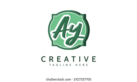 AY Initials, handwriting logo vector