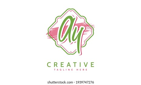 AY Initials, handwriting logo vector