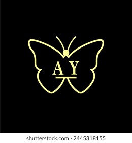 AY Initials Luxury Butterfly logo Vector illustration